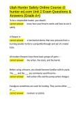 Utah Hunter Safety Online Course &commat; hunter-ed&period;com Unit 2 Exam Questions & Answers &lpar;Grade A&plus;&rpar;&period;docx&NewLine;&NewLine;