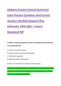 Alabama Erosion Control Contractor &NewLine;Exam Practice Questions And Correct &NewLine;Answers &lpar;Verified Answers&rpar; Plus &NewLine;Rationales 2026 Q&A &vert; Instant &NewLine;Download Pdf