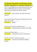 TX Hunter Education Certification Exam Review Questions & Answers &lpar;Grade A&plus;&rpar;&period;docx&NewLine;&NewLine;
