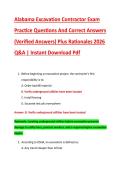 Alabama Excavation Contractor Exam &NewLine;Practice Questions And Correct Answers &NewLine;&lpar;Verified Answers&rpar; Plus Rationales 2026 &NewLine;Q&A &vert; Instant Download Pdf 