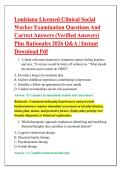 Louisiana Licensed Clinical Social &NewLine;Worker Examination Questions And &NewLine;Correct Answers &lpar;Verified Answers&rpar; &NewLine;Plus Rationales 2026 Q&A &vert; Instant &NewLine;Download Pdf 
