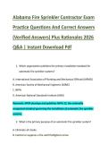 Alabama Fire Sprinkler Contractor Exam &NewLine;Practice Questions And Correct Answers &NewLine;&lpar;Verified Answers&rpar; Plus Rationales 2026 &NewLine;Q&A &vert; Instant Download Pdf 
