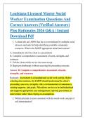 Louisiana Licensed Master Social &NewLine;Worker Examination Questions And &NewLine;Correct Answers &lpar;Verified Answers&rpar; &NewLine;Plus Rationales 2026 Q&A &vert; Instant &NewLine;Download Pdf