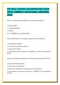PSI REAL ESTATE SALESPERSON EXAM WITH CORRECT SOLUTIONS 2026&sol;GRADED A&plus; &sol;UPDATED QUESTIONS AND ANSWERS 2026