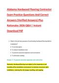 Alabama Hardwood Flooring Contractor &NewLine;Exam Practice Questions And Correct &NewLine;Answers &lpar;Verified Answers&rpar; Plus &NewLine;Rationales 2026 Q&A &vert; Instant &NewLine;Download Pdf 