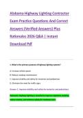 Alabama Highway Lighting Contractor &NewLine;Exam Practice Questions And Correct &NewLine;Answers &lpar;Verified Answers&rpar; Plus &NewLine;Rationales 2026 Q&A &vert; Instant &NewLine;Download Pdf