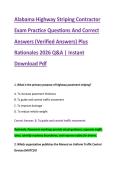 Alabama Highway Striping Contractor &NewLine;Exam Practice Questions And Correct &NewLine;Answers &lpar;Verified Answers&rpar; Plus &NewLine;Rationales 2026 Q&A &vert; Instant &NewLine;Download Pdf
