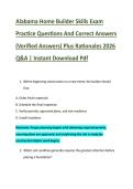 Alabama Home Builder Skills Exam &NewLine;Practice Questions And Correct Answers &NewLine;&lpar;Verified Answers&rpar; Plus Rationales 2026 &NewLine;Q&A &vert; Instant Download Pdf