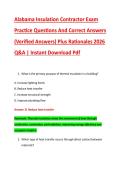 Alabama Insulation Contractor Exam &NewLine;Practice Questions And Correct Answers &NewLine;&lpar;Verified Answers&rpar; Plus Rationales 2026 &NewLine;Q&A &vert; Instant Download Pdf