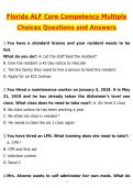Florida ALF Core Competency Multiple Choices &lpar;Latest 2026 &sol; 2027 Update&rpar; Questions and Verified Answers &vert; 100&percnt; Correct &vert; Grade A&plus;