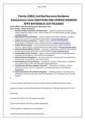 Florida &lpar;CRRA&rpar; Certified Recovery Residence Administrator Exam QUESTIONS AND VERIFIED ANSWERS WITH RATIONALES JUST RELEASED &period;