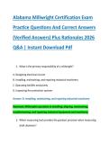 Alabama Millwright Certification Exam &NewLine;Practice Questions And Correct Answers &NewLine;&lpar;Verified Answers&rpar; Plus Rationales 2026 &NewLine;Q&A &vert; Instant Download Pdf 