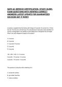 NATE AC SERVICE CERTIFICATION &sol; STUDY GUIDE&colon; EXAM QUESTIONS WITH VERIFIED CORRECT ANSWERS LATEST UPDATE FOR GUARANTEED SUCCESS GET IT NOW&excl;&excl;