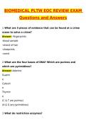 PLTW EOC Review Biomedical Exam &lpar;Latest 2026 &sol; 2027 Update&rpar; Questions and Verified Answers &vert; 100&percnt; Correct &vert; Grade A&plus;