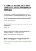 NCCT MEDICAL ASSISTANT PRACTICE TEST&NewLine;CORE CLINICAL AND ADMINISTRATIVE SKILLS&NewLine;REVIEW 2026
