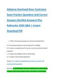 Alabama Overhead Door Contractor &NewLine;Exam Practice Questions And Correct &NewLine;Answers &lpar;Verified Answers&rpar; Plus &NewLine;Rationales 2026 Q&A &vert; Instant &NewLine;Download Pdf