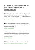 NCCT MEDICAL ASSISTANT PRACTICE TEST&NewLine;PRACTICE QUESTIONS WITH DETAILED&NewLine;EXPLANATIONS 2026