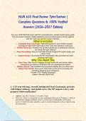 NUR 635 Final Review Tyler&sol;Sarhan &vert; Complete Questions & 100&percnt; Verified Answers &lpar;2026&ndash;2027 Edition&rpar;&NewLine;