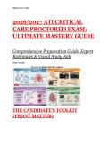 ATI Critical Care Proctored Exam 2026&sol;2027 - The Ultimate Mastery Guide&colon; 55&plus; High-Yield Q&A&comma; Expert Rationales&comma; Formula Sheet & Visual Study Aids