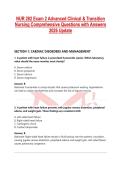 NUR 282 Exam 2 Advanced Clinical & Transition Nursing Comprehensive Questions with Answers 2026 Update
