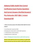 Alabama Public Health Pest Control &NewLine;Certification Exam Practice Questions &NewLine;And Correct Answers &lpar;Verified Answers&rpar; &NewLine;Plus Rationales 2027 Q&A &vert; Instant &NewLine;Download Pdf