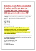 Louisiana Notary Public Examination &NewLine;Questions And Correct Answers &NewLine;&lpar;Verified Answers&rpar; Plus Rationales &NewLine;2026 Q&A &vert; Instant Download Pdf 