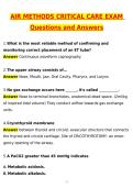 Air Methods Critical Care Exam &lpar;Latest 2026 &sol; 2027 Update&rpar; Questions and Verified Answers &vert; 100&percnt; Correct &vert; Grade A&plus;