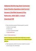 Alabama Reinforcing Steel Contractor &NewLine;Exam Practice Questions And Correct &NewLine;Answers &lpar;Verified Answers&rpar; Plus &NewLine;Rationales 2026 Q&A &vert; Instant &NewLine;Download Pdf