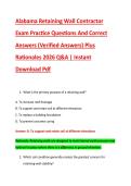 Alabama Retaining Wall Contractor &NewLine;Exam Practice Questions And Correct &NewLine;Answers &lpar;Verified Answers&rpar; Plus &NewLine;Rationales 2026 Q&A &vert; Instant &NewLine;Download Pdf