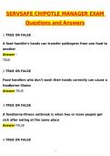 ServSafe Chipotle Manager Exam &lpar;Latest 2026 &sol; 2027 Update&rpar; Questions and Verified Answers &vert; 100&percnt; Correct &vert; Grade A&plus;