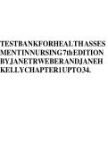 TEST BANK FOR Health Assessment in Nursing&colon; 7th edition by Janet R&period; Weber ISBN&colon;978-1975161156 NEW COMPLETE GUIDE WITH RATIONALES 100&percnt; VERIFIED A&plus; GRADE ASSURED&excl;&excl;&excl;&excl;NEW LATEST UPDATE&excl;&excl;&excl;&excl;&excl;&excl;
