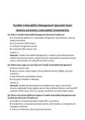 Tenable Vulnerability Management Specialist Exam&NewLine;Questions and Answers&vert; Latest Update&vert; Guaranteed Pass&NewLine;