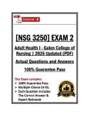 NSG3250&sol;NSG 3250 Exam 2 &vert; Adult Health I &vert; Galen College &vert; 26&sol;27 Updated &lpar;PDF&rpar;