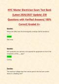 NYC Master Electrician Exam Test Bank &lpar;Latest 2026&sol;2027 Update&rpar; 230 Questions with Verified Answers&vert; 100&percnt; Correct&vert; Graded A&plus;