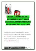 FISDAP Advanced EMT Operations Unit Exam 2026&sol;2027 &vert; 70&plus; Questions & Answers &vert; EMS Operations&comma; MCI Triage&comma; HazMat&comma; Consent&comma; Ethics&comma; Trauma & Patient Safety