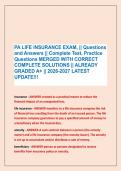 PA LIFE INSURANCE EXAM&comma; &vert;&vert; Questions &NewLine;and Answers &vert;&vert; Complete Test&comma; Practice &NewLine;Questions MERGED WITH CORRECT&NewLine;COMPLETE SOLUTIONS &vert;&vert; ALREADY &NewLine;GRADED A&plus; &vert;&vert; 2026-2027 LATEST &NewLine;UPDATE&excl;&excl;&excl;