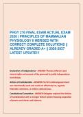 PHGY 216 FINAL EXAM ACTUAL EXAM &NewLine;2026 &vert; PRINCIPLES OF MAMMALIAN &NewLine;PHYSIOLOGY II MERGED WITH &NewLine;CORRECT COMPLETE SOLUTIONS &vert;&vert; &NewLine;ALREADY GRADED A&plus; &vert;&vert; 2026-2027 &NewLine;LATEST UPDATE&excl;&excl;&excl;