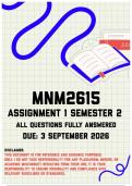 MNM2615 Assignment 1 Semester 2 MEMO &vert; Due 3 September 2026