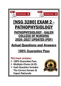 NSG3280&sol;NSG 3280 Exam 2 &vert; Pathophysiology &vert; Galen College &vert; 26&sol;27 Updated &lpar;PDF&rpar; 