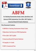 ABFM In-Training Examination Study Guide&comma; Questions And Answers With Explanation&comma; New 2026 &sol; 2027 Update &vert;&vert; American Board Of Family Medicine&period;