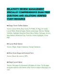 RELATIVITY REVIEW MANAGEMENT&NewLine;SPECIALIST COMPREHENSIVE EXAM PREP&NewLine;QUESTIONS AND SOLUTIONS VERIFIED&NewLine;STUDY RESOURCE&NewLine;