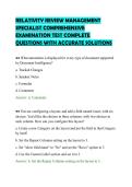 RELATIVITY REVIEW MANAGEMENT&NewLine;SPECIALIST COMPREHENSIVE&NewLine;EXAMINATION TEST COMPLETE&NewLine;QUESTIONS WITH ACCURATE SOLUTIONS&NewLine;
