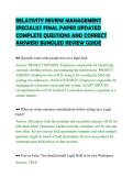 RELATIVITY REVIEW MANAGEMENT&NewLine;SPECIALIST FINAL PAPER UPDATED&NewLine;COMPLETE QUESTIONS AND CORRECT&NewLine;ANSWERS BUNDLED REVIEW GUIDE&NewLine;