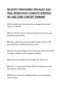 RELATIVITY PROCESSING SPECIALIST 2026&NewLine;FINAL REVIEW PACK COMPLETE QUESTION&NewLine;SET AND CORE CONCEPT SUMMARY