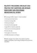 RELATIVITY PROCESSING SPECIALIST 2026&NewLine;PRACTICE TEST QUESTIONS AND DETAILED&NewLine;EDISCOVERY DATA PROCESSING&NewLine;BREAKDOWN FULL REVIEW