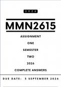 MNM2615 Assignment 1 Answers - Semester 2 &vert; Due Date 3 September 2026