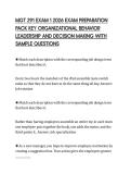 MGT 291 EXAM 1 2026 EXAM PREPARATION&NewLine;PACK KEY ORGANIZATIONAL BEHAVIOR&NewLine;LEADERSHIP AND DECISION MAKING WITH&NewLine;SAMPLE QUESTIONS&NewLine;