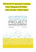 TEST BANK For Information Technology Project Management 9th Edition by Kathy Schwalbe&comma; Verified Chapters 1 - 13&comma; Complete Newest Version