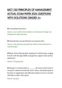 MGT 330 PRINCIPLES OF MANAGEMENT&NewLine;ACTUAL EXAM PAPER 2026 QUESTIONS&NewLine;WITH SOLUTIONS GRADED A&plus;