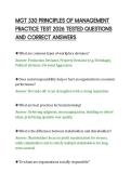 MGT 330 PRINCIPLES OF MANAGEMENT&NewLine;PRACTICE TEST 2026 TESTED QUESTIONS&NewLine;AND CORRECT ANSWERS&NewLine;